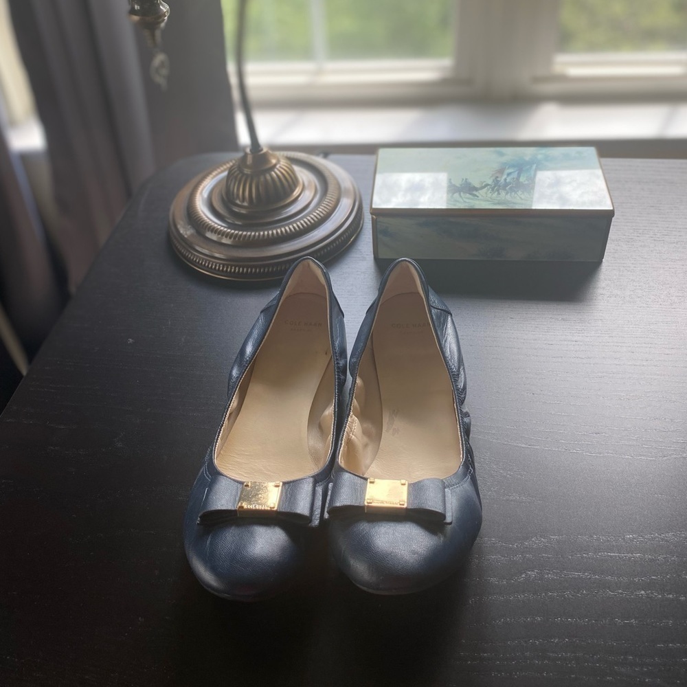 Cole Haan Tali‎ Bow Ballet Flat Blue​​​​​​​​